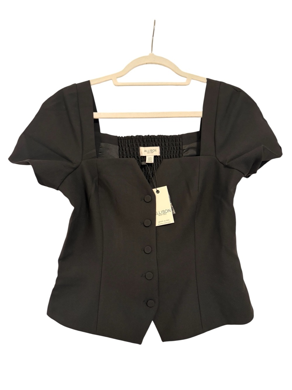 🆕 Allison New York Black Square-Neck Button Front Top - M